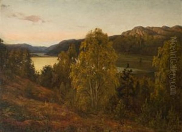 Hostaften Ved Mandal Oil Painting by Amaldus Clarin Nielsen