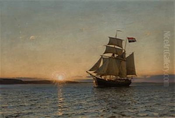 Morgenstemning Oil Painting by Amaldus Clarin Nielsen