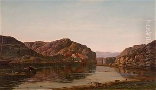 Morgen I Ny-hellesund Oil Painting by Amaldus Clarin Nielsen