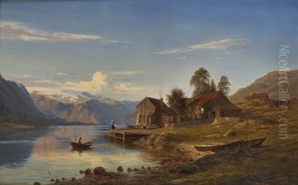 From Rognaldsvag In Kinn Oil Painting by Amaldus Clarin Nielsen