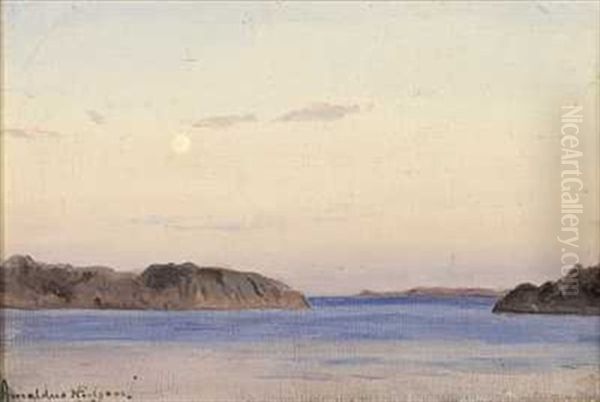 Fra Skjaergarden Ved Ny-hellesund Oil Painting by Amaldus Clarin Nielsen