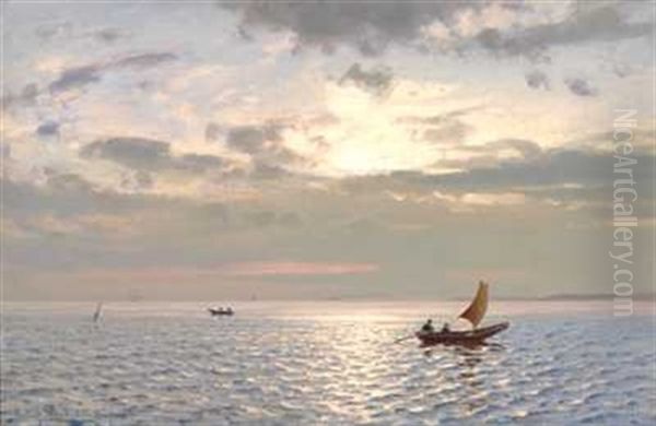 Solspeil. Fra Hvaler Oil Painting by Amaldus Clarin Nielsen