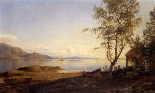 Kystlandskap Oil Painting by Amaldus Clarin Nielsen