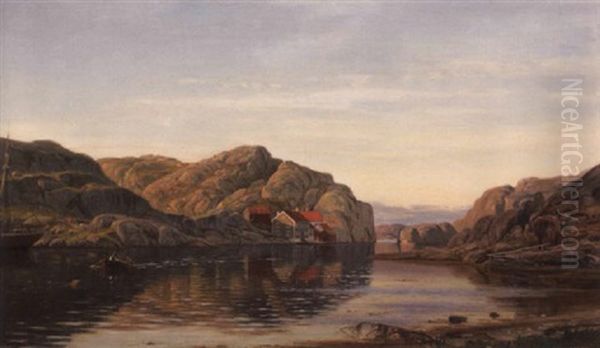 Ny Hellesund Oil Painting by Amaldus Clarin Nielsen