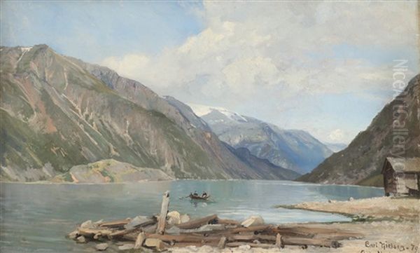 Fjordlandskap, Odda - Hardanger Oil Painting by Carl Nielsen