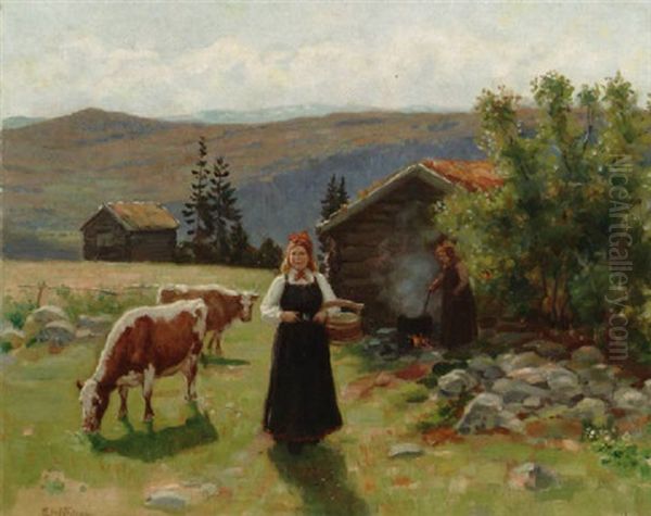 Pa Seteren Oil Painting by Eivind Nielsen