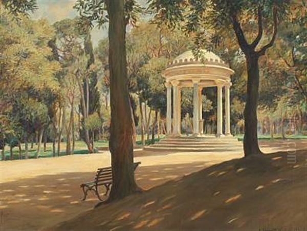 Summer Day Near Tempietto Di Diana In The Villa Borghese Gardens by Laurits Schmidt Nielsen