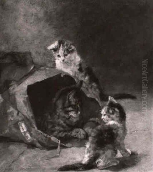 Katze Mit Ihren Jungen Oil Painting by Clemence Nielssen