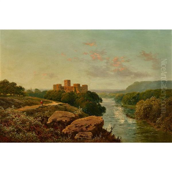 Richmond Castle On The River Wharf Oil Painting by Edmund John Niemann