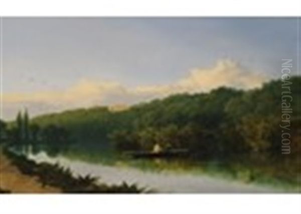 View Of Cliveden From The Thames Oil Painting by Edmund John Niemann