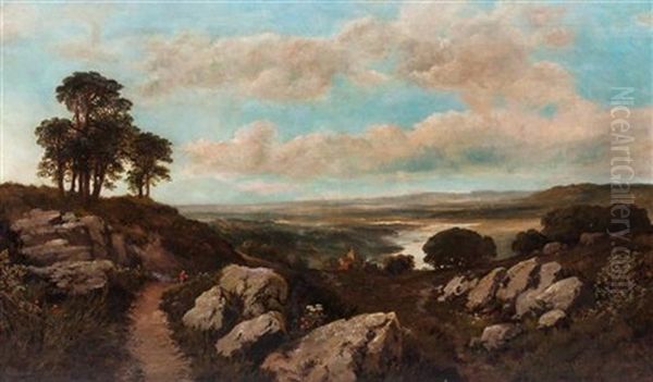 Landscape With Fisherman Oil Painting by Edmund John Niemann