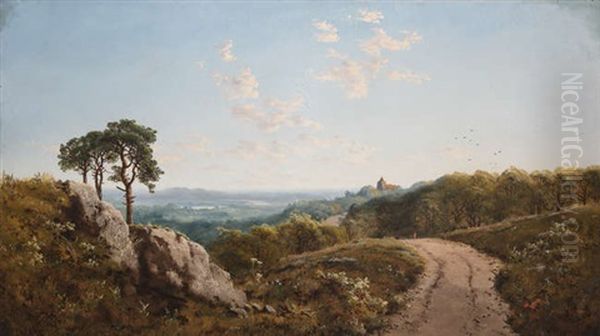 Pathway Through An Extensive Wooded Landscape Oil Painting by Edmund John Niemann