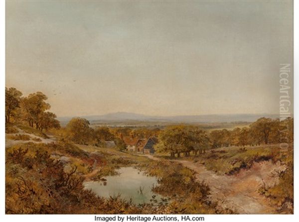 Landscape Near Yeaveley, Derbyshire Oil Painting by Edmund John Niemann