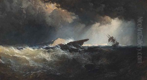 Filey Brigg Oil Painting by Edmund John Niemann