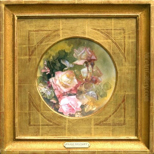 Pink Roses Oil Painting by Franz Bischoff