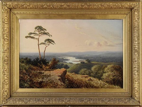 An Extensive River Valley With A Castle In The Distance Oil Painting by Edmund John Niemann