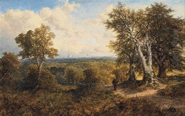 A Traveller On A Beaten Track, With Windsor Castle Beyond Oil Painting by Edmund John Niemann