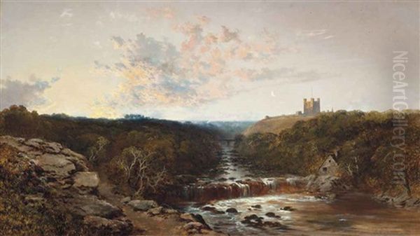 Richmond Castle, Sunset Oil Painting by Edmund John Niemann