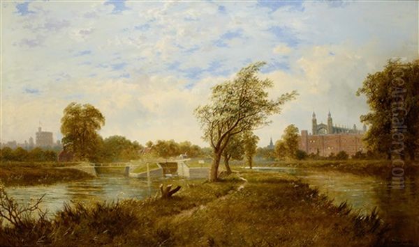 View Of Windsor Castle And Eton College Oil Painting by Edmund John Niemann