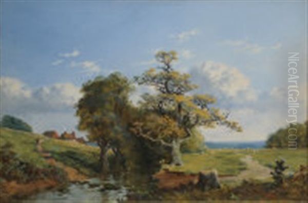 River Landscape Oil Painting by Edmund John Niemann