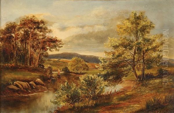 An English Landscape Oil Painting by Edmund John Niemann