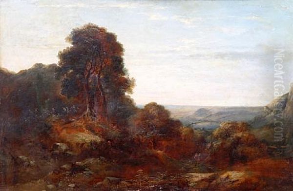 An Extensive Landscape, With Figures Returning From A Chapel Oil Painting by Edmund John Niemann