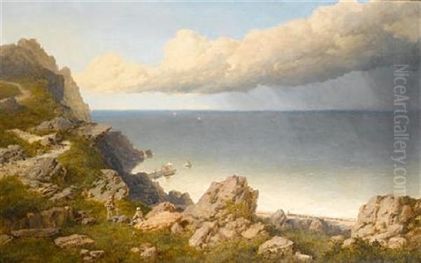 Pen Maen Mawr, Anglesey In The Distance Oil Painting by Edmund John Niemann