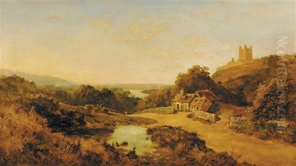 Cottage Landscape With Pond Oil Painting by Edmund John Niemann