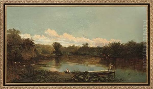 A Peaceful Day On The River Oil Painting by Edmund John Niemann