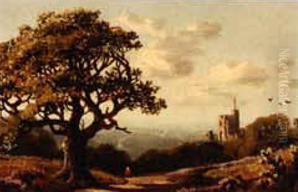 A View In Yorkshire Oil Painting by Edmund John Niemann