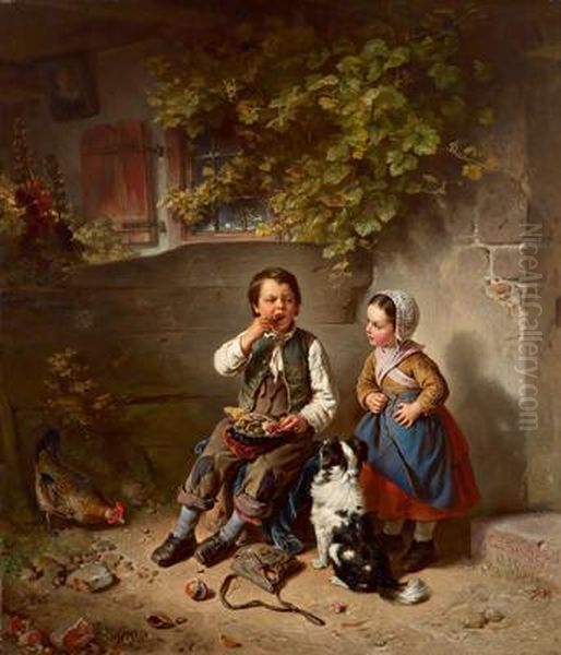 Il Mangiatore Di Noci Oil Painting by Friedrich Bischoff