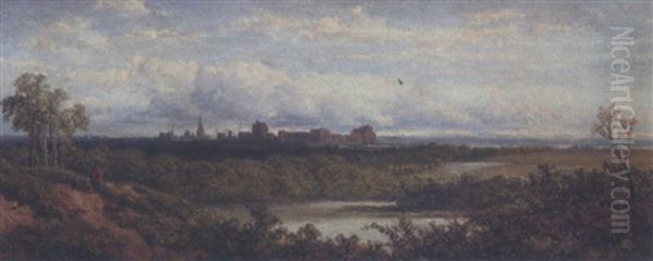 Landscape With Newark Cathedral Oil Painting by Edmund John Niemann