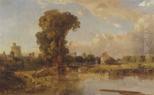 Windsor And Eton From The Thames Oil Painting by Edmund John Niemann