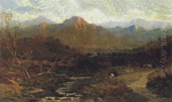 Gebirgslandschaft Mit Anglern Im Vordergrund Oil Painting by Edmund John Niemann