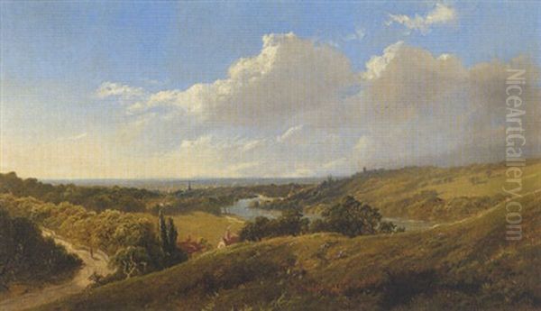 Englische Flusslandschaft Im Sommer Oil Painting by Edmund John Niemann