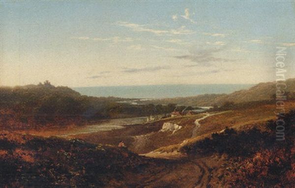 A Figure On A Track With An Estuary Beyond Oil Painting by Edmund John Niemann