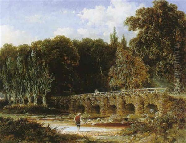 Fishing Near Godalming Oil Painting by Edmund John Niemann