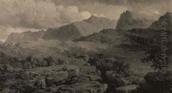 The Summit Of Cader Idris, Wales Oil Painting by Edmund John Niemann