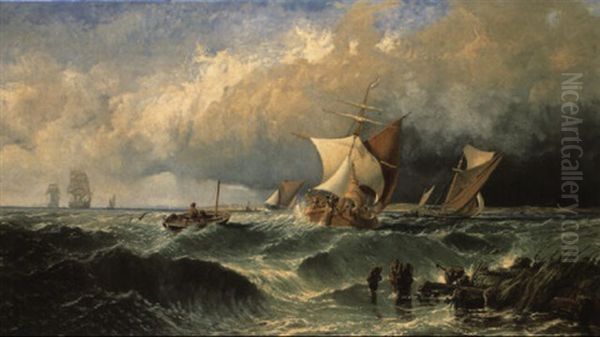 Shipping Off The Coast Oil Painting by Edmund John Niemann