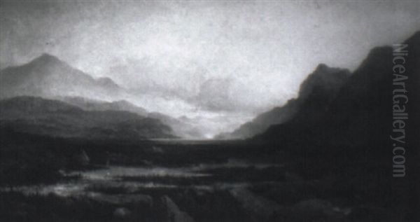 View Of The Highlands With Heather Oil Painting by Edmund John Niemann