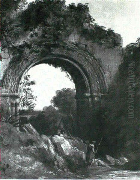 A Ruined Norman Arch, Norfolk Oil Painting by Edmund John Niemann