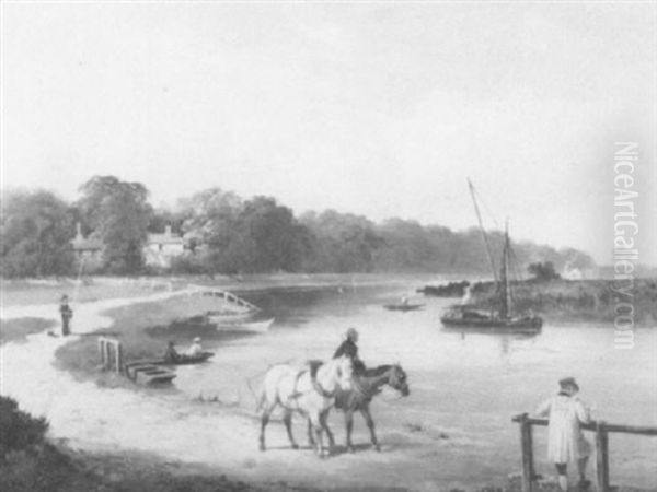 The Thames From The Bells Of Ouzeley Oil Painting by Edmund John Niemann