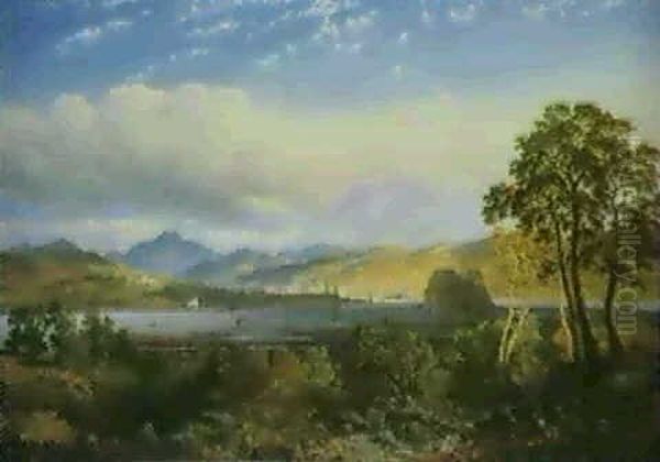 A View Of Dumbarton From The Clyde River, With Ben Lomond   Beyond Oil Painting by Edmund John Niemann