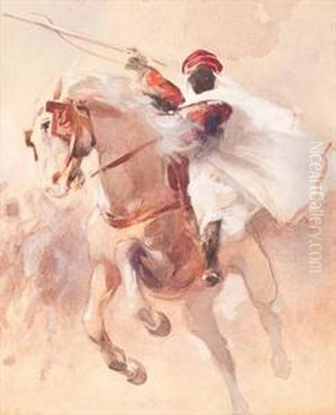 The Arab Horseman Oil Painting by Cesare Biseo