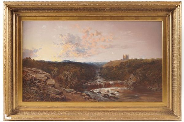 River Scape With A Castle In The Background Oil Painting by Edward H. Niemann