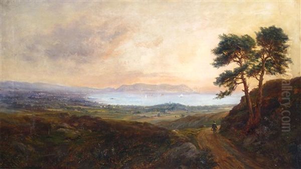 A Landscape View, Possibly Dublin Bay Oil Painting by Edward H. Niemann