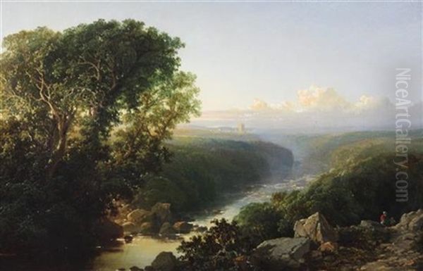 Landscapes With River Views At Richmond (pair) Oil Painting by Edward H. Niemann