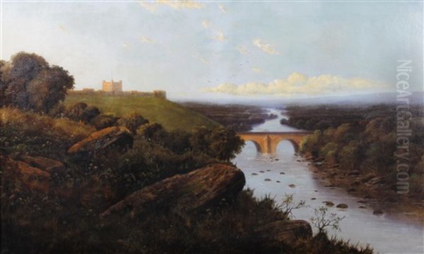 Richmond Castle And The River Swale Oil Painting by Edward H. Niemann