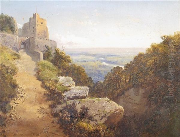 Castle In An Extensive Landscape Oil Painting by Edward H. Niemann