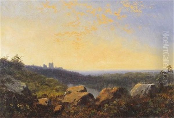 A View Across The Moor To Richmond Castle, Yorkshire Oil Painting by Edward H. Niemann